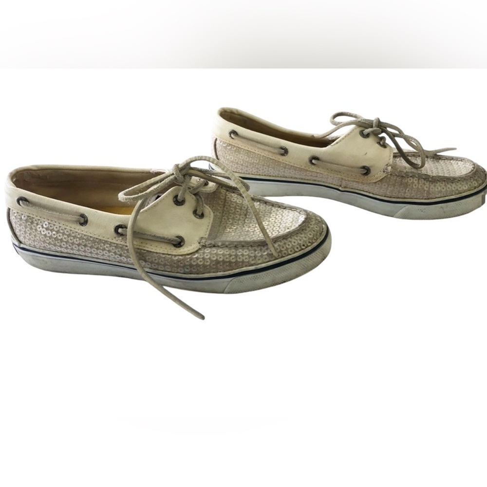 Sperry Shoes Top-Sider Women's Bahama Sequins Boat Shoe 9447160 Ivory Size 8.5 - Picture 8 of 8